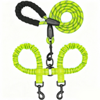 Y-Shaped Dual Dog Leash | Shock Absorbing Reflective Two Dog Walking Leash with 360° No Tangle Swivel & Padded Handle