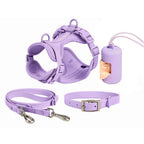 Anti-Escape Anti-Pull Dog Harness 4-Piece Set, Adjustable Breathable Pet Walking Kit with Collar, Leash & Poop Bag Dispenser, 15 Colors Available