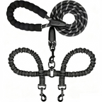 Y-Shaped Dual Dog Leash | Shock Absorbing Reflective Two Dog Walking Leash with 360° No Tangle Swivel & Padded Handle