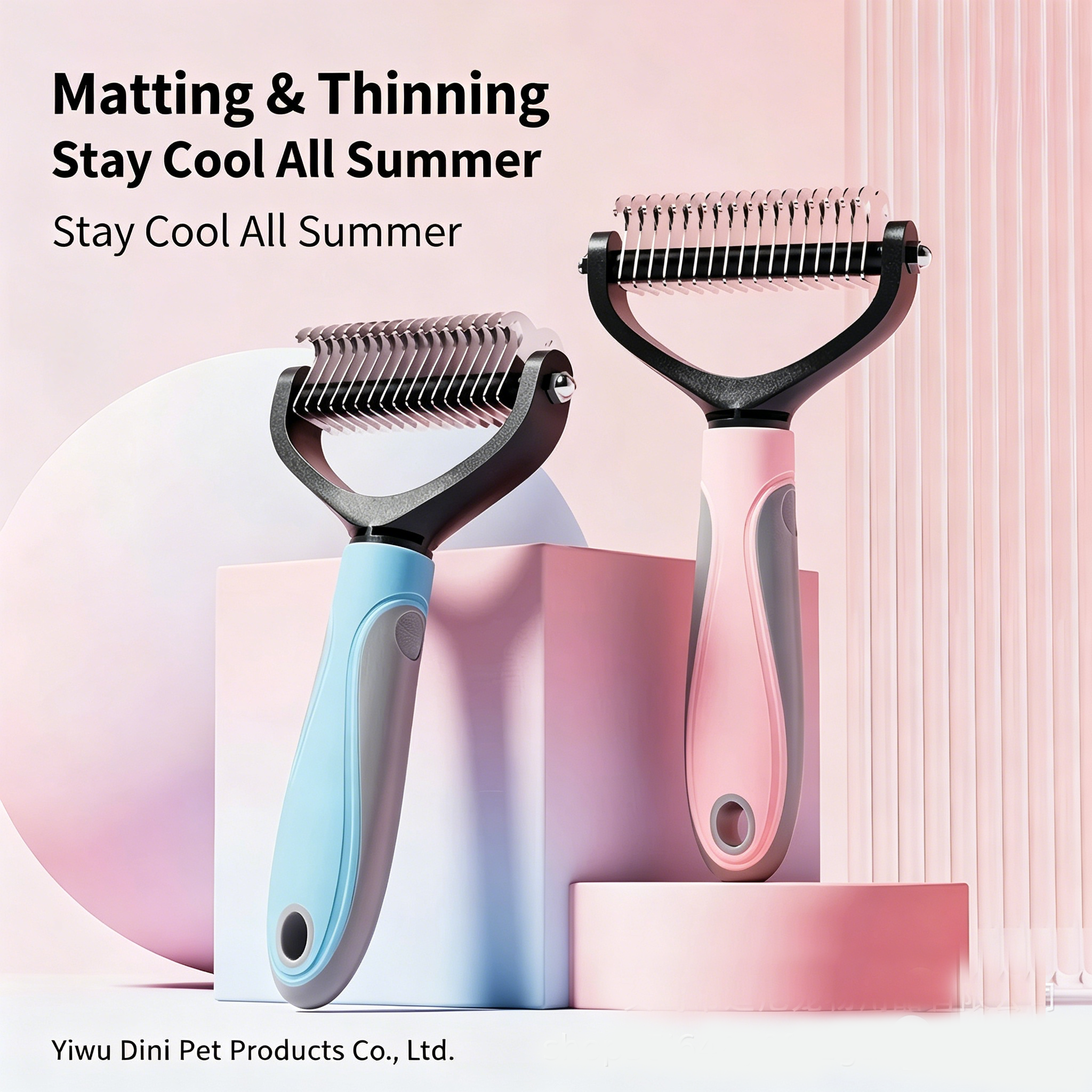 Double‑Sided Pet Dematting Comb for Dogs & Cats, Detangler Tool for Matted Tangled Fur, Summer Grooming & Thinning Brush