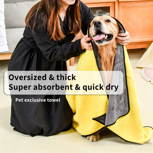 4 Pack Multi-Size Microfiber Pet Bath Towels, Thick Quick Dry Absorbent Towels for Dogs & Cats