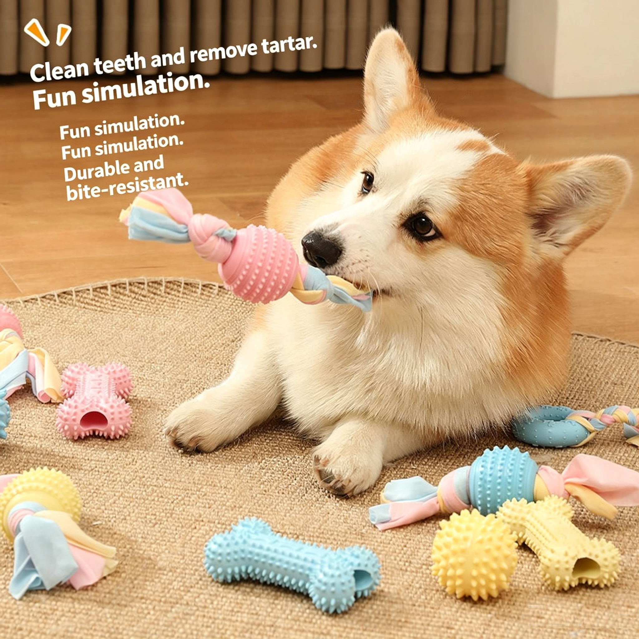 Dog TPR Chew Toy,Macaron Color Teething Stick,Durable Bite‑Resistant Dental Toy for Puppy & Adult Dog,Boredom Relief Interactive Toy