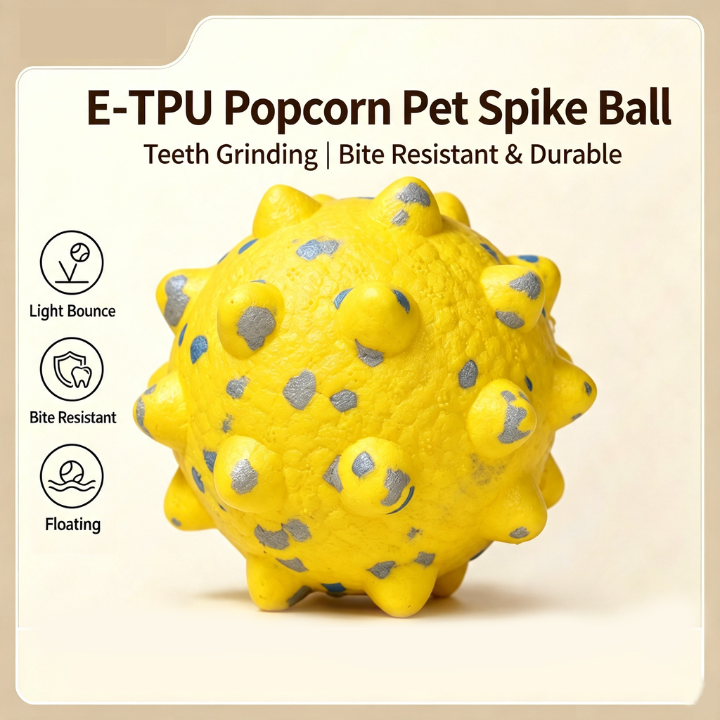 ETPU Popcorn Spiky Dog Chew Ball, Floating Teeth‑Cleaning Toy for All Breeds