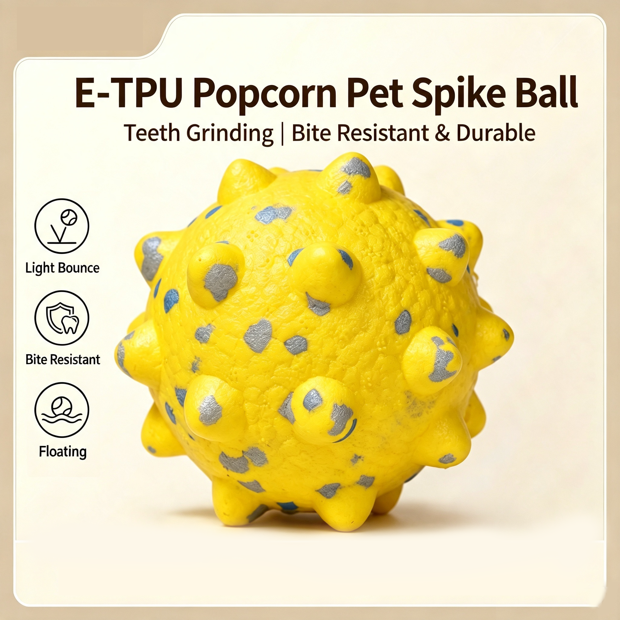 ETPU Popcorn Spiky Dog Chew Ball, Floating Teeth‑Cleaning Toy for All Breeds