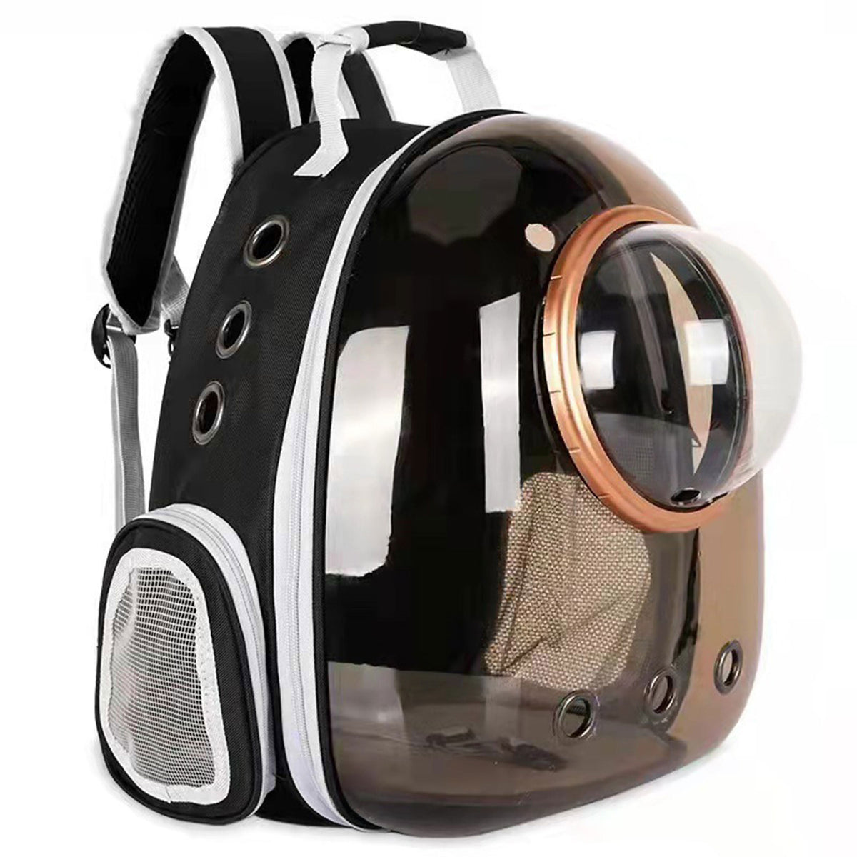 Cat Space Backpack Carrier, Semi‑Shaded Privacy Clear Pet Travel Backpack, Breathable Carrier for Small Cats & Puppies Under 6kg