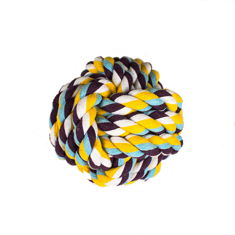 Cotton Braided Rope Dog Toy, Teeth‑Cleaning Colorful Chew Ball for Pets