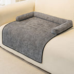 Pet Couch Bed Mat — Corduroy Dog Sofa Cover with Bolster, Non-Slip & Washable