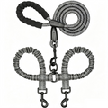 Y-Shaped Dual Dog Leash | Shock Absorbing Reflective Two Dog Walking Leash with 360° No Tangle Swivel & Padded Handle