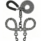 Y-Shaped Dual Dog Leash | Shock Absorbing Reflective Two Dog Walking Leash with 360° No Tangle Swivel & Padded Handle