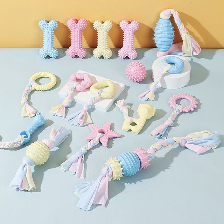 Dog TPR Chew Toy,Macaron Color Teething Stick,Durable Bite‑Resistant Dental Toy for Puppy & Adult Dog,Boredom Relief Interactive Toy