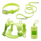 Anti-Escape Anti-Pull Dog Harness 4-Piece Set, Adjustable Breathable Pet Walking Kit with Collar, Leash & Poop Bag Dispenser, 15 Colors Available