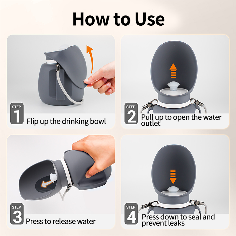 800ml Foldable Silicone Pet Water Bottle, Portable Leak‑Resistant Dog Water Dispenser with Detachable Strap for Outdoor Walking Hiking