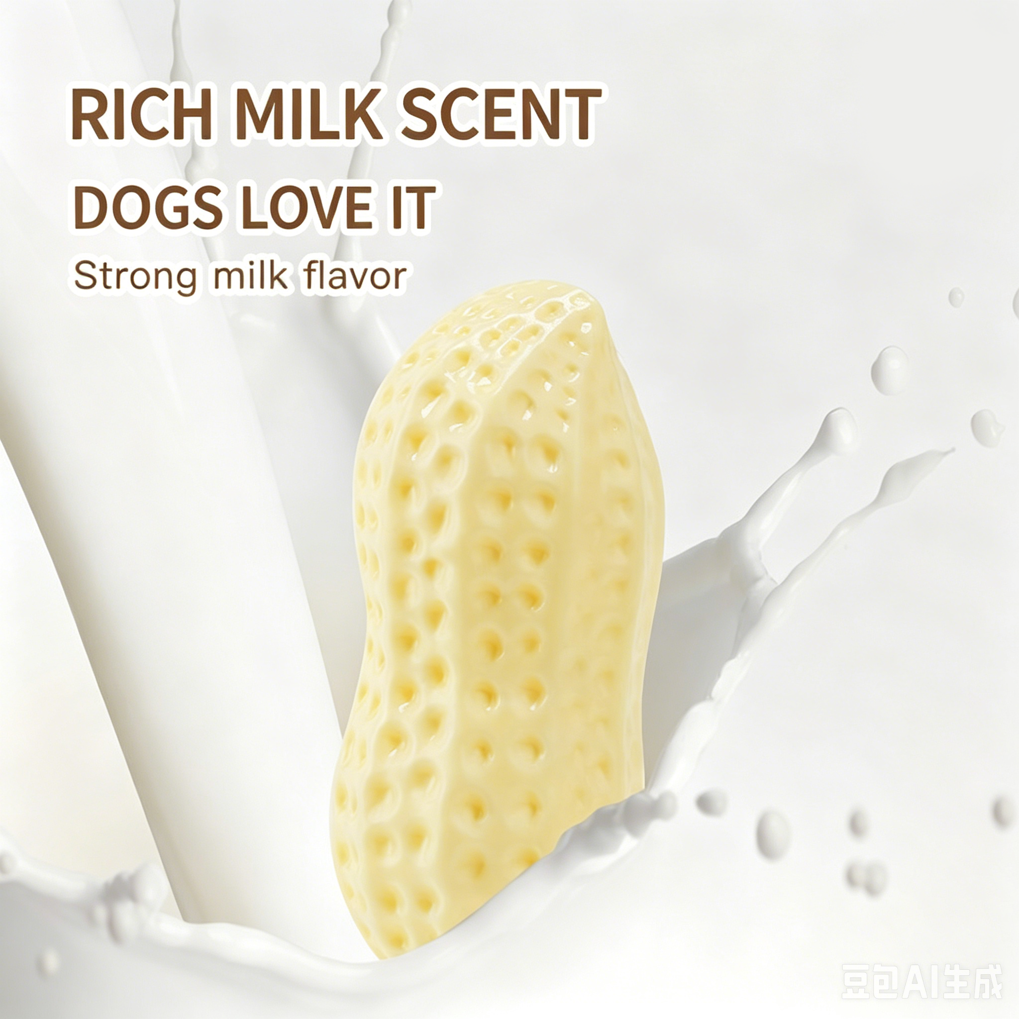 Squeaky Peanut Dog Chew Toy, Non‑Toxic Food‑Safe TPR Milk‑Scented Teething Toy, Interactive Dental Care Toy for Puppy Small Medium Large Dogs