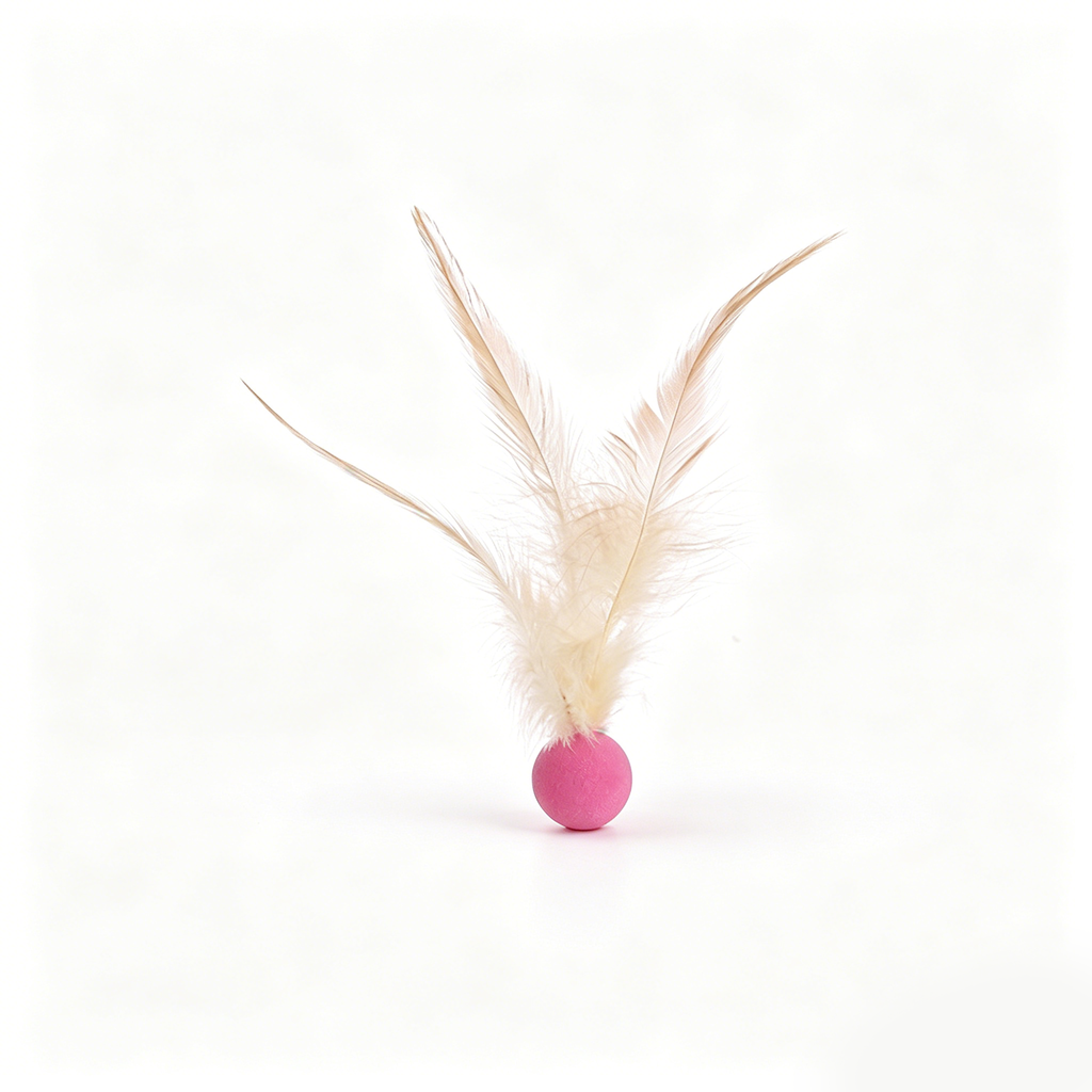 Sports‑Style Feather Bouncy Ball Cat Toy 4‑Pack｜Silent Interactive Kitten Play Teaser Toy
