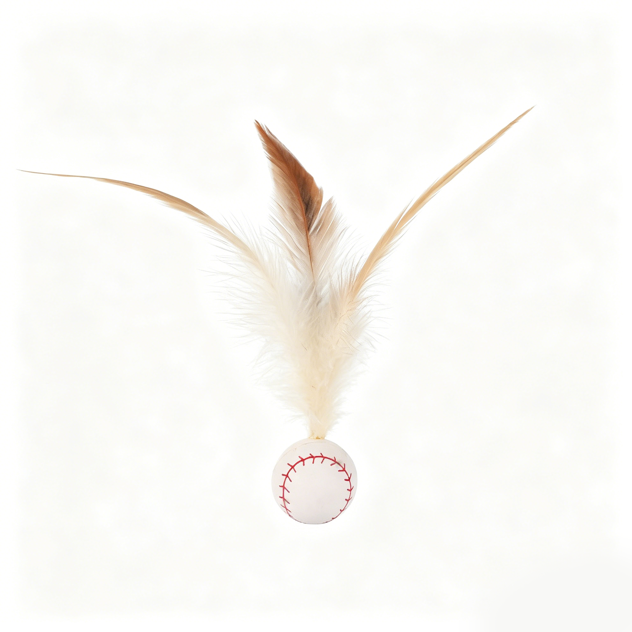 Sports‑Style Feather Bouncy Ball Cat Toy 4‑Pack｜Silent Interactive Kitten Play Teaser Toy