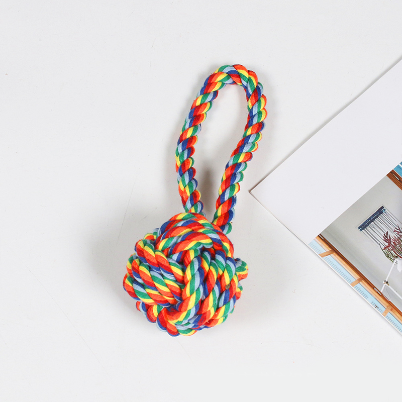 Rainbow Braided Cotton Rope Dog Chew Toy Sets, Multi Shape Interactive Play Toys for All Breeds Dogs