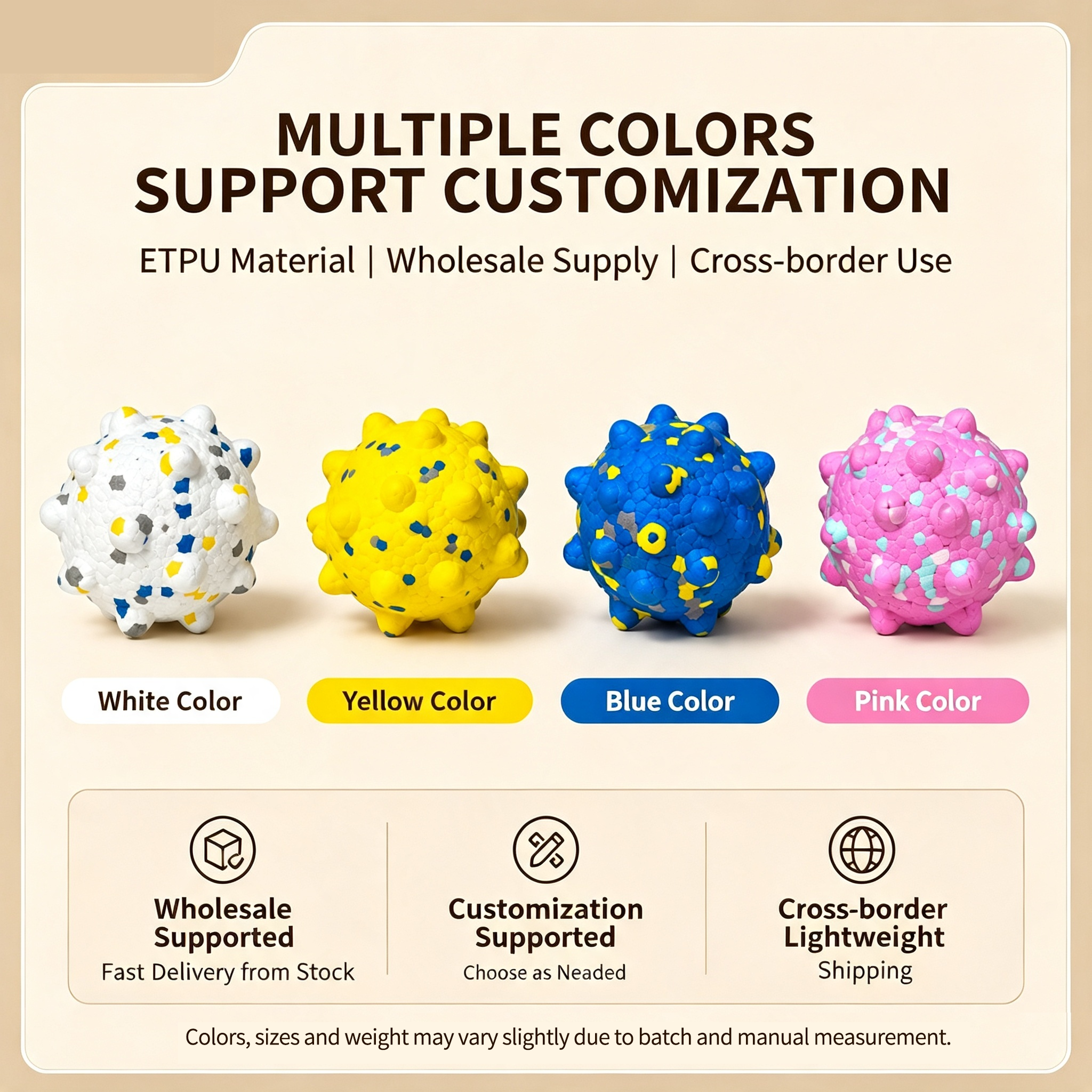 ETPU Popcorn Spiky Dog Chew Ball, Floating Teeth‑Cleaning Toy for All Breeds