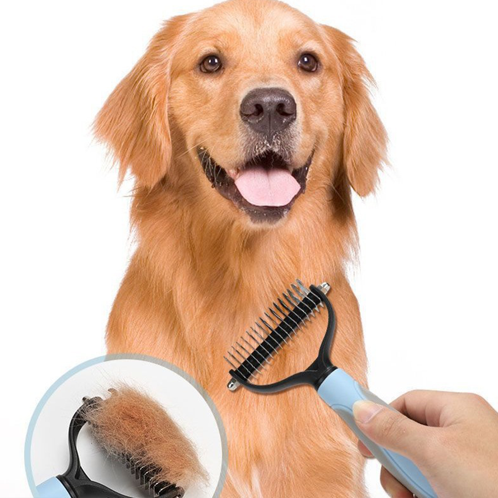 Double‑Sided Pet Dematting Comb for Dogs & Cats, Detangler Tool for Matted Tangled Fur, Summer Grooming & Thinning Brush