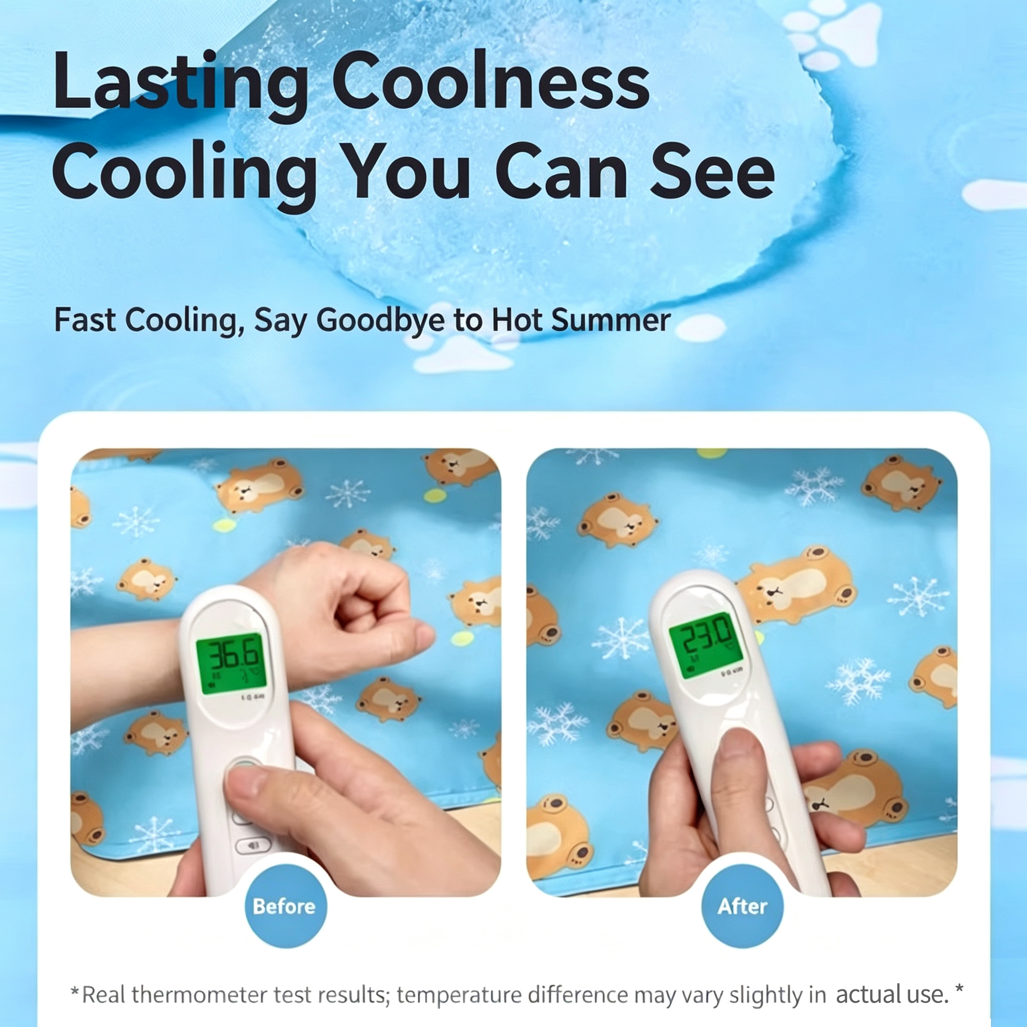 Pet Self Cooling Gel Mat, Non-Toxic Summer Cool Bed for Dogs & Cats, Waterproof Scratch Resistant 4 Sizes XS-L
