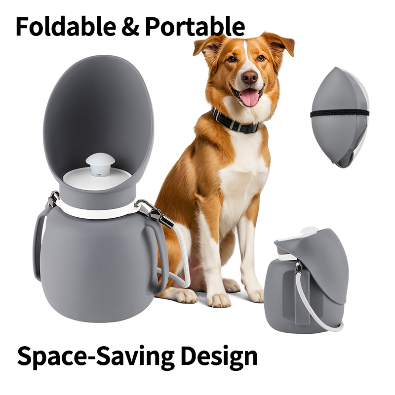800ml Foldable Silicone Pet Water Bottle, Portable Leak‑Resistant Dog Water Dispenser with Detachable Strap for Outdoor Walking Hiking