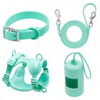 Anti-Escape Anti-Pull Dog Harness 4-Piece Set, Adjustable Breathable Pet Walking Kit with Collar, Leash & Poop Bag Dispenser, 15 Colors Available