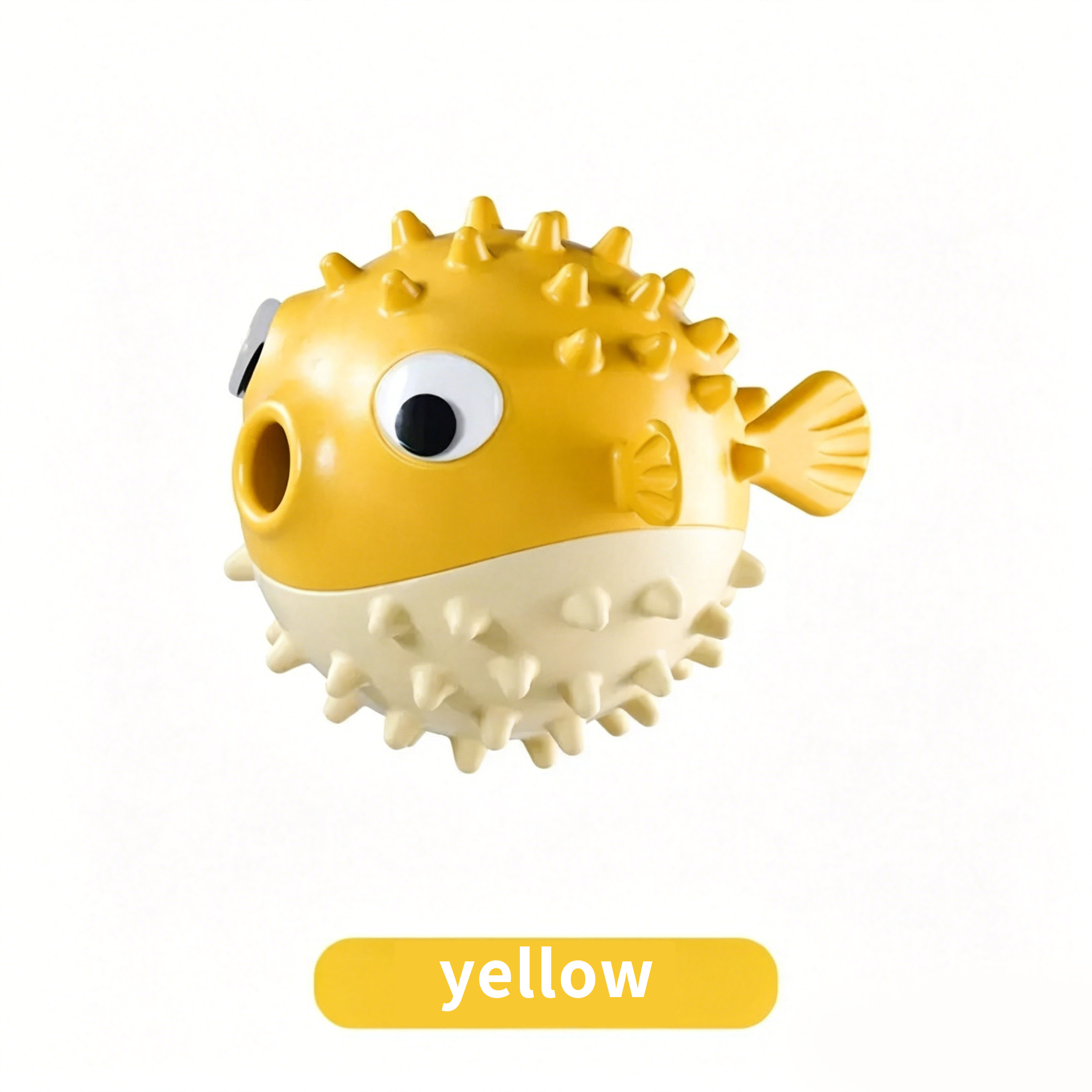Bouncy Fish Dog Treat Dispenser Toy, Food‑Safe TPR Squeaky Chew Toy, Durable Interactive Molar Toy for Puppies Medium Large Dogs