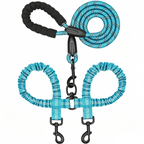 Y-Shaped Dual Dog Leash | Shock Absorbing Reflective Two Dog Walking Leash with 360° No Tangle Swivel & Padded Handle