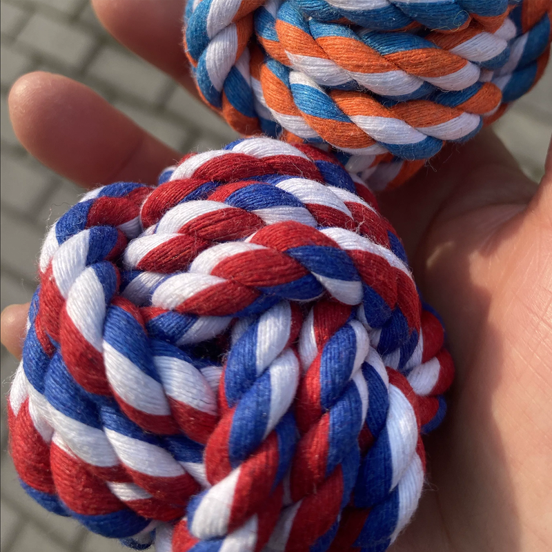 Cotton Braided Rope Dog Toy, Teeth‑Cleaning Colorful Chew Ball for Pets