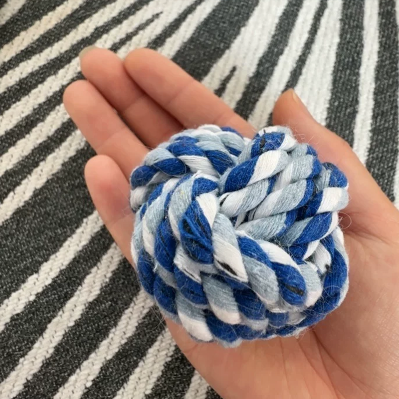 Cotton Braided Rope Dog Toy, Teeth‑Cleaning Colorful Chew Ball for Pets