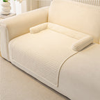 Pet Couch Bed Mat — Corduroy Dog Sofa Cover with Bolster, Non-Slip & Washable