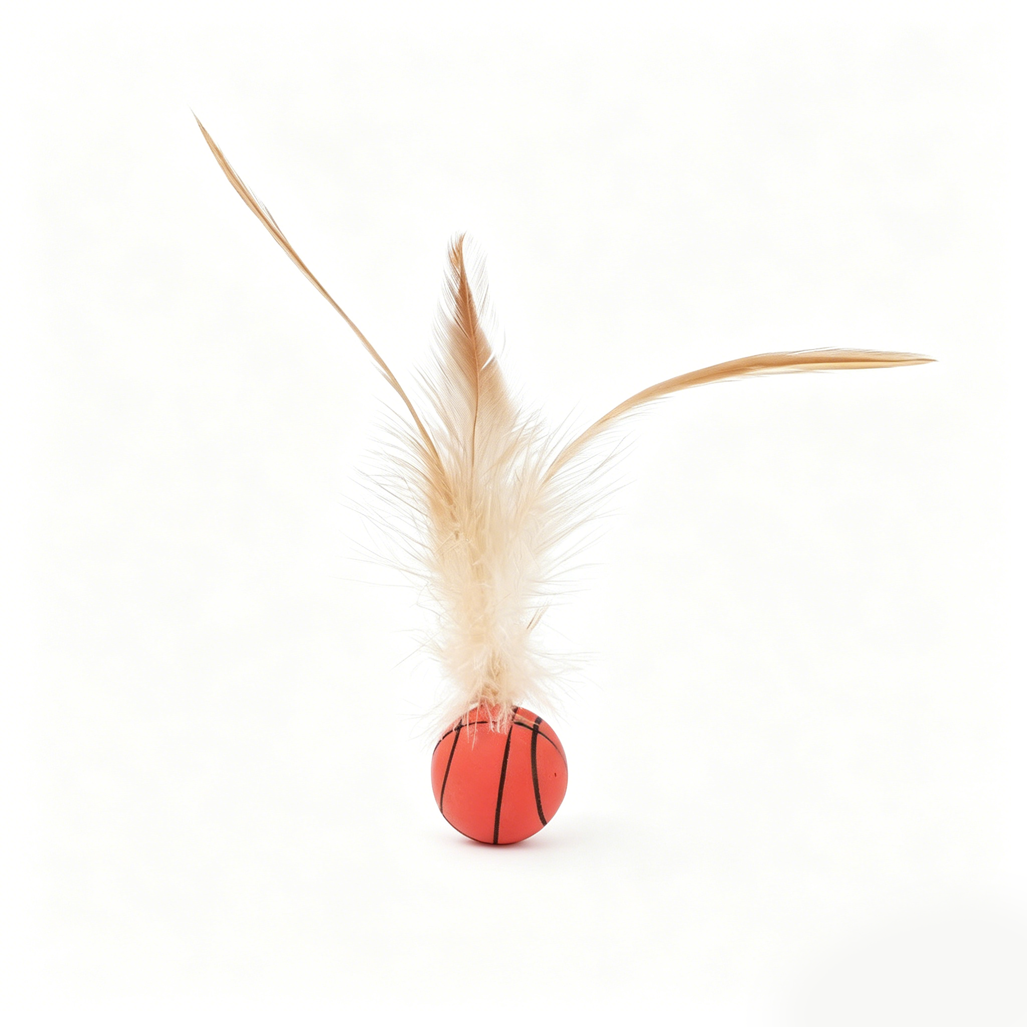 Sports‑Style Feather Bouncy Ball Cat Toy 4‑Pack｜Silent Interactive Kitten Play Teaser Toy