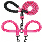 Y-Shaped Dual Dog Leash | Shock Absorbing Reflective Two Dog Walking Leash with 360° No Tangle Swivel & Padded Handle