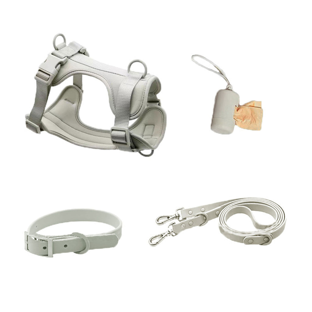 Anti-Escape Anti-Pull Dog Harness 4-Piece Set, Adjustable Breathable Pet Walking Kit with Collar, Leash & Poop Bag Dispenser, 15 Colors Available