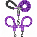 Y-Shaped Dual Dog Leash | Shock Absorbing Reflective Two Dog Walking Leash with 360° No Tangle Swivel & Padded Handle
