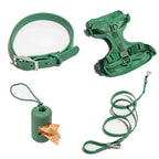 Anti-Escape Anti-Pull Dog Harness 4-Piece Set, Adjustable Breathable Pet Walking Kit with Collar, Leash & Poop Bag Dispenser, 15 Colors Available