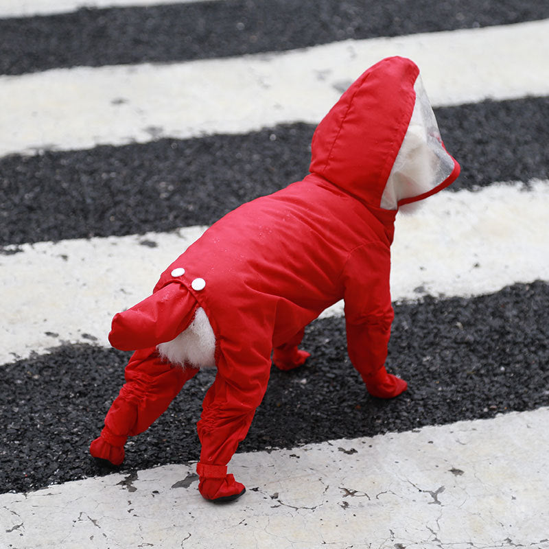Full Coverage Dog Raincoat with Built-in Rain Boots, 360° Clear Visor, Detachable Tail Cover, Easy Snap Button Closure for Small Medium Dogs