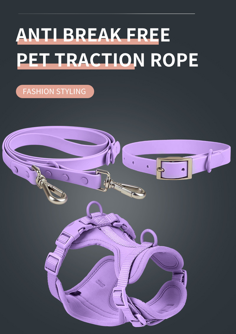Anti-Escape Anti-Pull Dog Harness 4-Piece Set, Adjustable Breathable Pet Walking Kit with Collar, Leash & Poop Bag Dispenser, 15 Colors Available