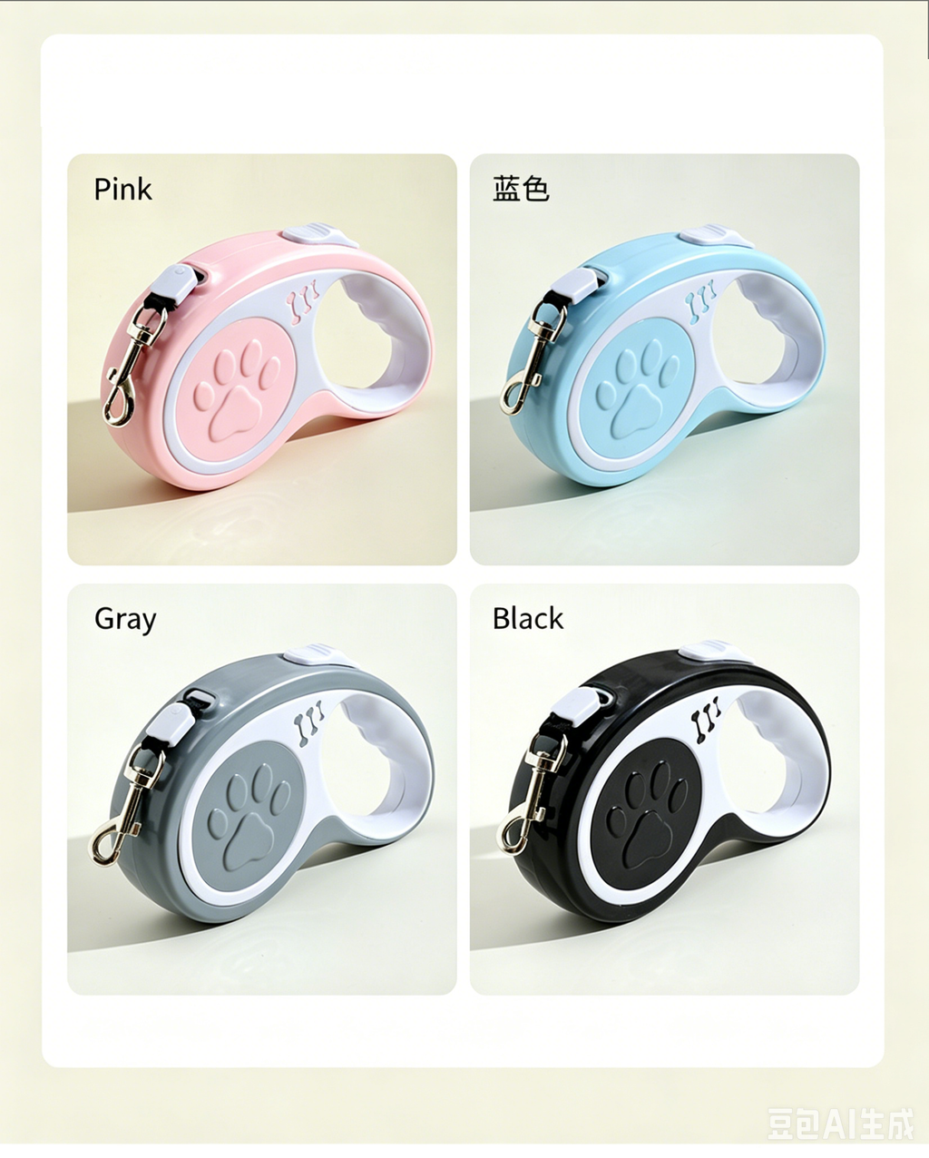 Retractable Dog Leash 16FT, U‑Shaped Anti‑Tangle Design, Heavy‑Duty Walking Leash with Alloy Hook for Small & Medium Dogs