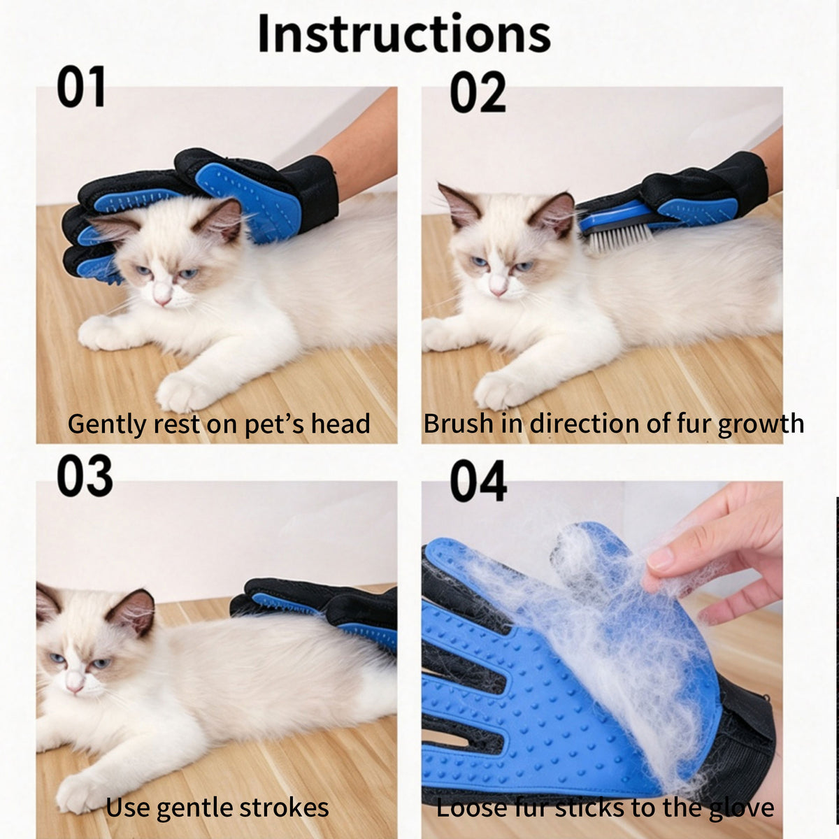 Pet Grooming Glove — Gentle Deshedding & Massage Brush for Dogs & Cats