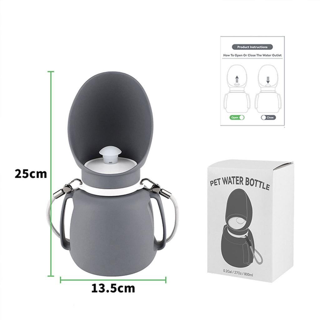 800ml Foldable Silicone Pet Water Bottle, Portable Leak‑Resistant Dog Water Dispenser with Detachable Strap for Outdoor Walking Hiking