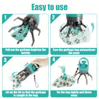 Foldable 6-Claw Pet Pooper Scooper, Cup-Shape Portable Waste Grabber with Built-in Waste Bag Dispenser, Zero-Contact Dog & Cat Poop Picker for Outdoor Walking