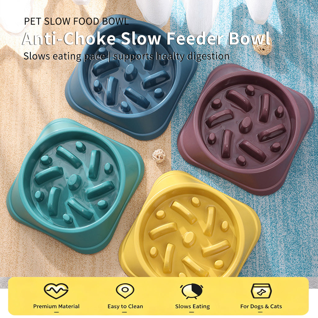 Slow Feeder Dog Bowl — Anti-Choke Pet Bowl with Non-Slip Base, Eco-Friendly PP, for Dogs & Cats