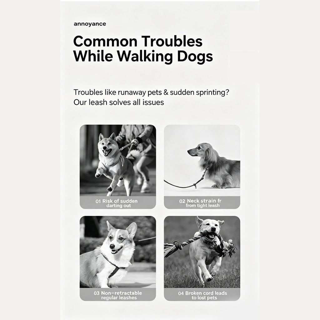 Retractable Dog Leash 16FT, U‑Shaped Anti‑Tangle Design, Heavy‑Duty Walking Leash with Alloy Hook for Small & Medium Dogs