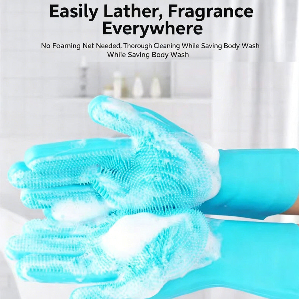 Thickened Silicone Pet Grooming Gloves, Up to 3000 Soft Massage Bristles, Dog Cat Bathing Brush Glove, Splash‑Resistant Deshedding Glove for Long & Short Haired Pets