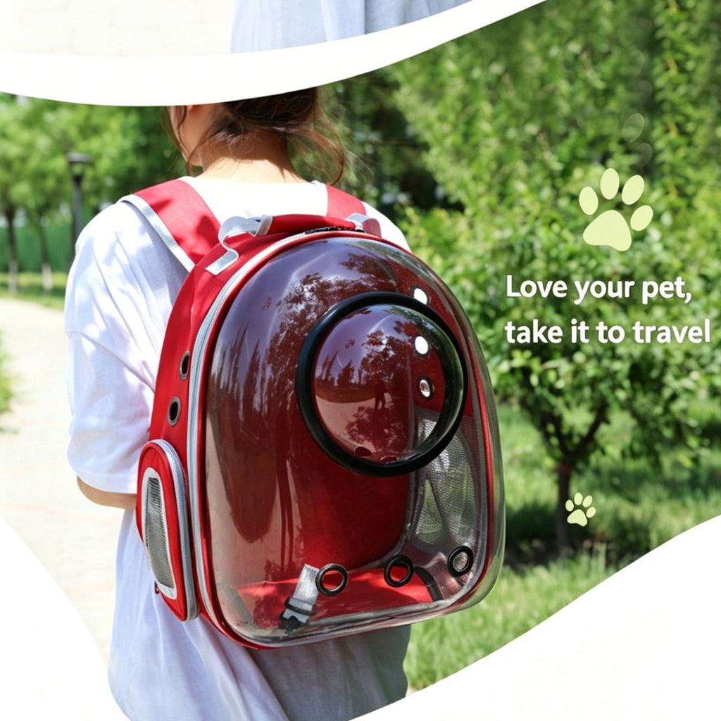 Cat Space Backpack Carrier, Semi‑Shaded Privacy Clear Pet Travel Backpack, Breathable Carrier for Small Cats & Puppies Under 6kg