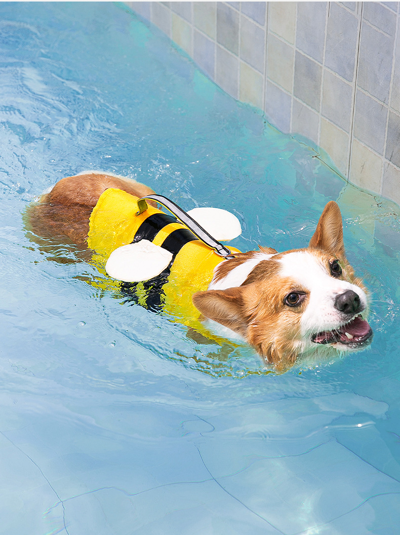 Cute Cartoon Dog Life Jacket | Bee, Duck & Crocodile Pet Swim Vest with Head Support, Reflective Rescue Handle & Leash D-Ring