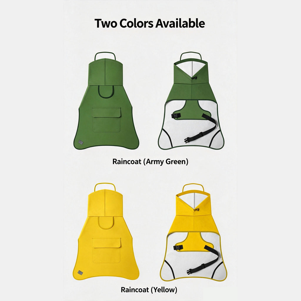 Waterproof Dog Raincoat with Leash Hole, Nano Waterproof Layer, Available in Yellow & Army Green, Sizes M-4XL