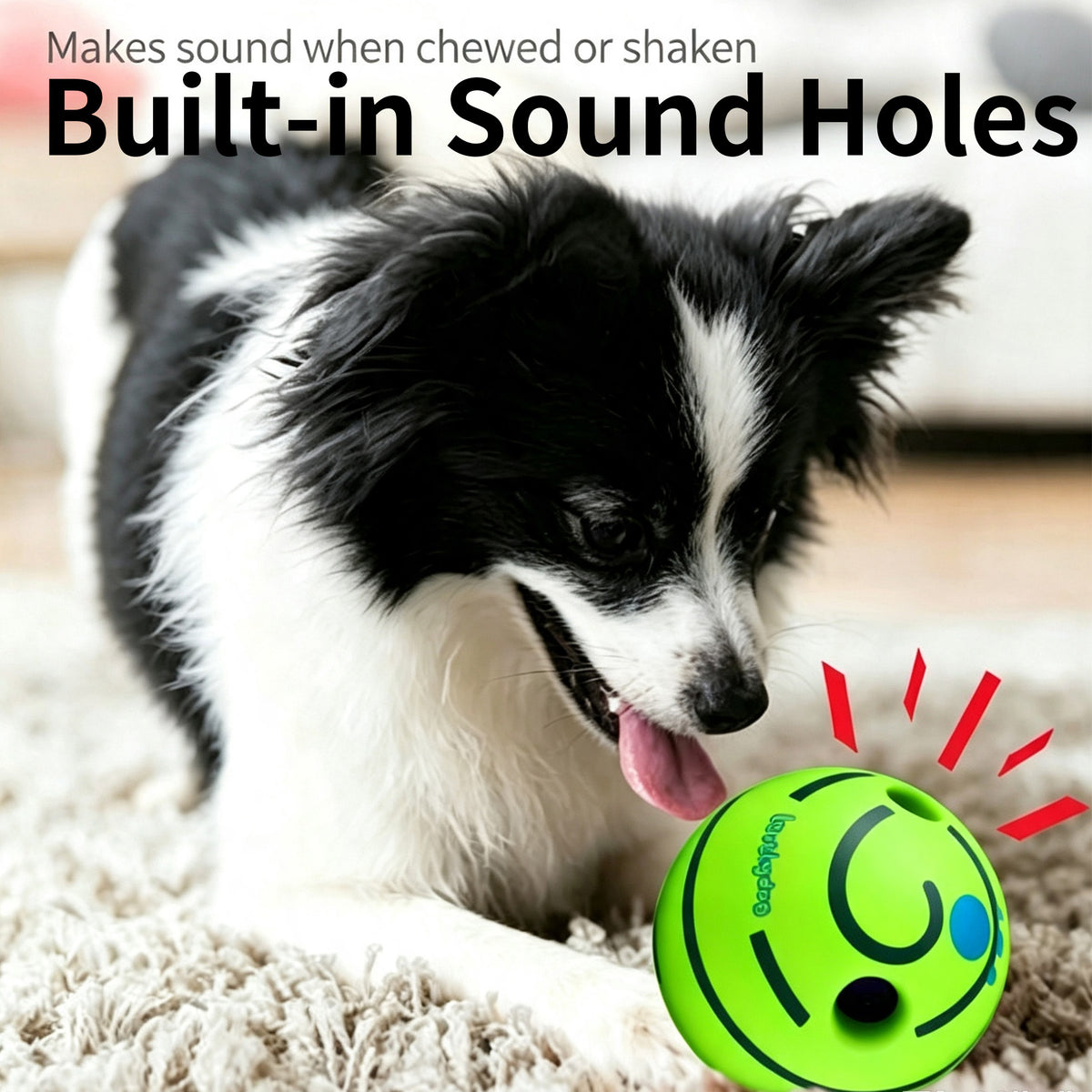 Interactive Dog Toy Ball, Shake & Chew Sound Making Toy for Indoor Outdoor Play, Enrichment Play Toy for Small Medium Large Dogs