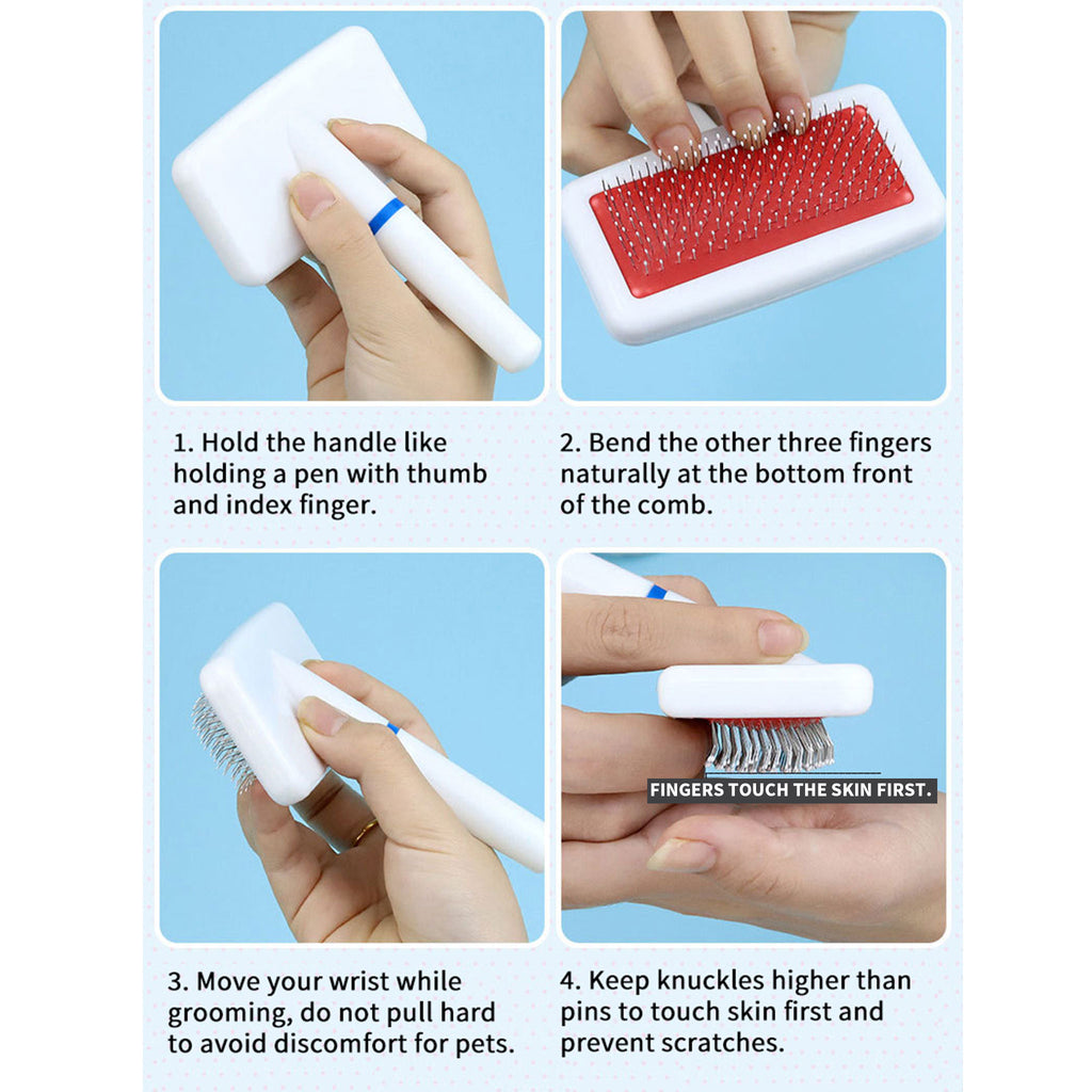 V‑Shaped Steel Pin Pet Grooming Comb, Gentle Loose Hair Remover, Daily Grooming Brush for Cats & Small Dogs