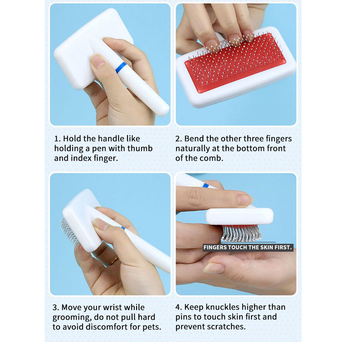 V‑Shaped Steel Pin Pet Grooming Comb, Gentle Loose Hair Remover, Daily Grooming Brush for Cats & Small Dogs